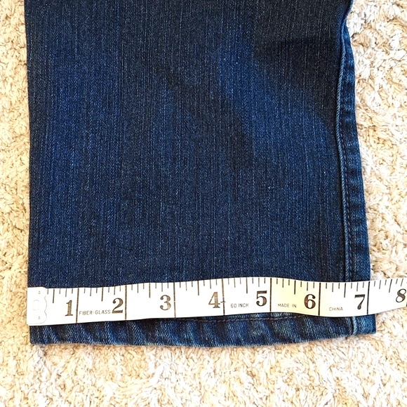 V Blue straight leg stretch rhinestone accent mid rise jean no distressing SZ 12 - Picture 9 of 12